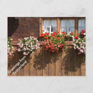 Ett schweiziskt blomsterfönster vykort