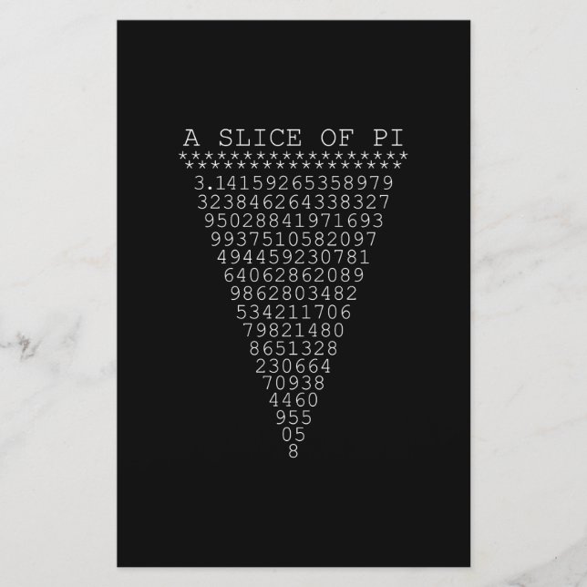 Ett segment av Pi-siffrorna Brevpapper (Framsida)