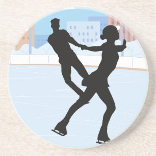 Ett Silhouette par Ice Skating Underlägg