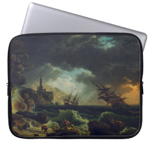 Ett skeppsbrott i stormiga hav av Claude-Joseph Ve Laptop Fodral