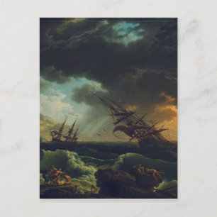 Ett skeppsbrott i stormiga hav av Claude-Joseph Ve Vykort
