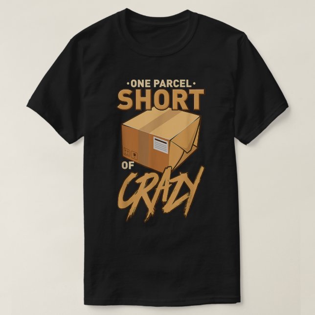 Ett skifte Kort i Crazy Mailman Postal Worker  T Shirt (Design framsida)