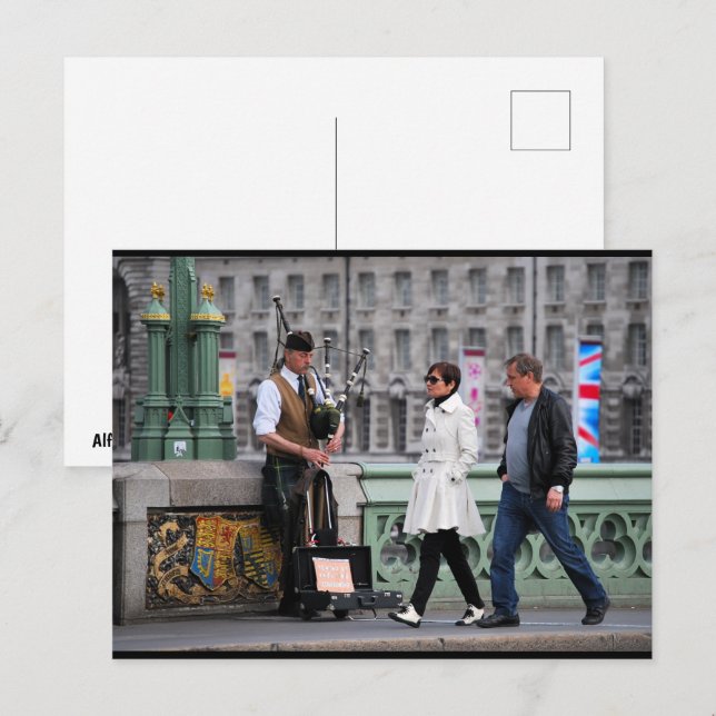 Ett skotskt välkomnande i London Vykort (Fram/baksida)