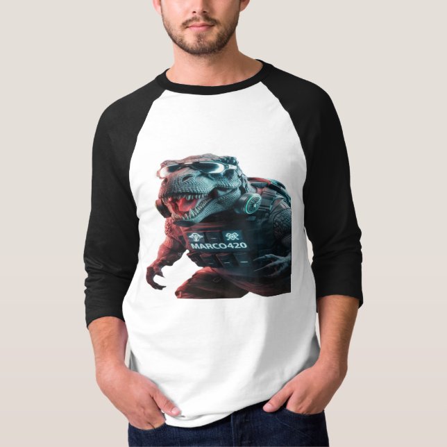 Ett slående foto av en hotande T-Rex, showcas T Shirt (Framsida)