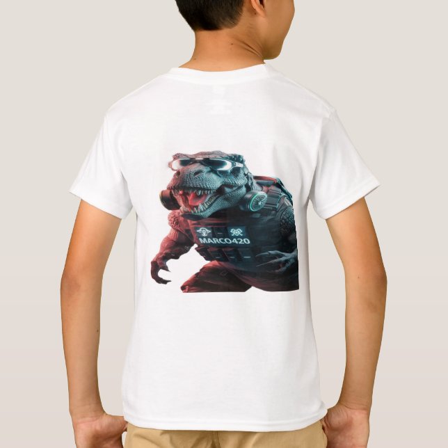 Ett slående foto av en hotande T-Rex, showcas T Shirt (Baksida)