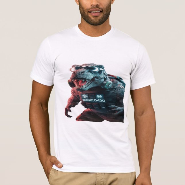 Ett slående foto av en hotande T-Rex, showcas T Shirt (Framsida)
