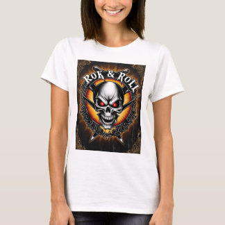 Ett slående "Skull" Rock and roll-band T Shirt