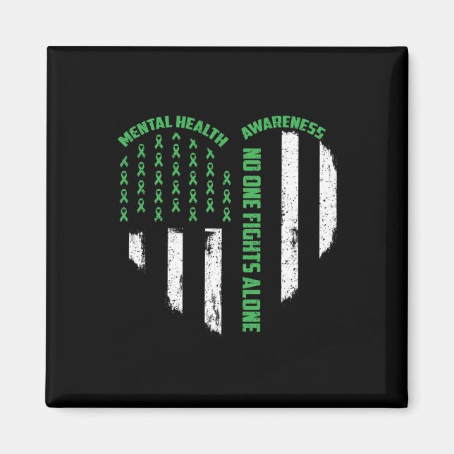 Ett slag mot USA flagga Heart-Ensamen Mental Healt Magnet (Framsidan)