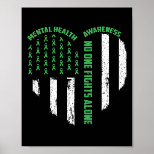 Ett slag mot USA flagga Heart-Ensamen Mental Healt Poster