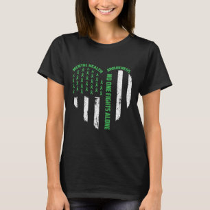 Ett slag mot USA flagga Heart-Ensamen Mental Healt T Shirt