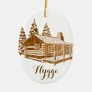 Ett slags tvåsittssoffa loggar kabinen - Hygge Julgransprydnad Keramik