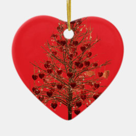 Ett smalt Alla hjärtans dag-träd på en Julgransprydnad Keramik