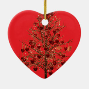 Ett smalt Alla hjärtans dag-träd på en Julgransprydnad Keramik