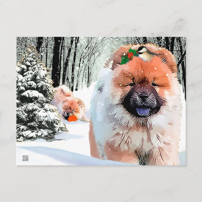 Ett SNÖDAG Chow semester vykort (Framsida)