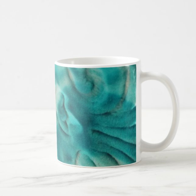 Ett snurrande mönster i teal- och ljusbeige kaffemugg (Höger)