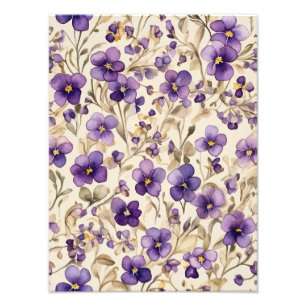 Ett Sömlöst Akvarell Blommönster Fototryck