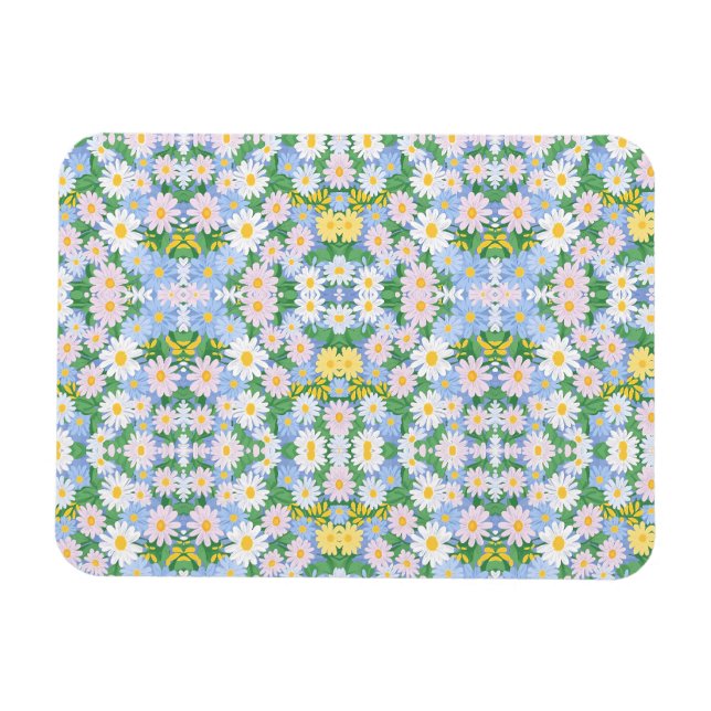 Ett sömlöst mönster av pastellfärgade prästkragar magnet (Horisontell)