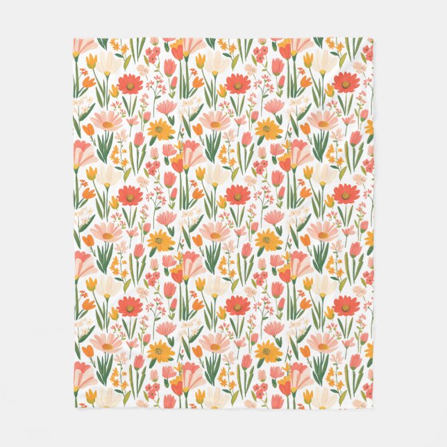 Ett sömlöst mönster av vårblommor fleecefilt (Framsidan)