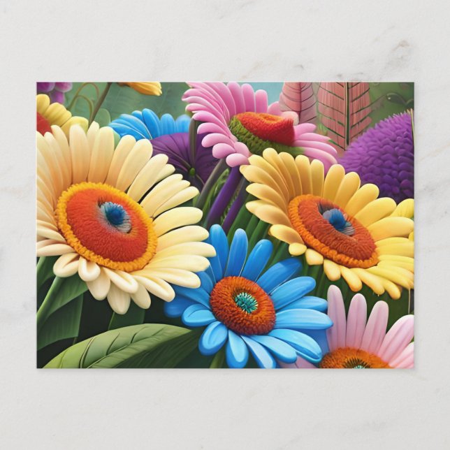 Ett sönderfall av Färg & Joy - färgade vilda blomm Vykort (Framsida)