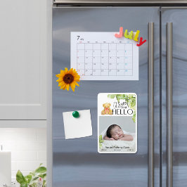 Ett sött första hej bebis förkunnande kort magnet