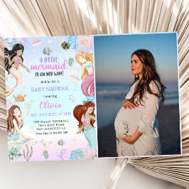 Ett sött litet babyfoto med liten Sjöjungfru Party Inbjudningar