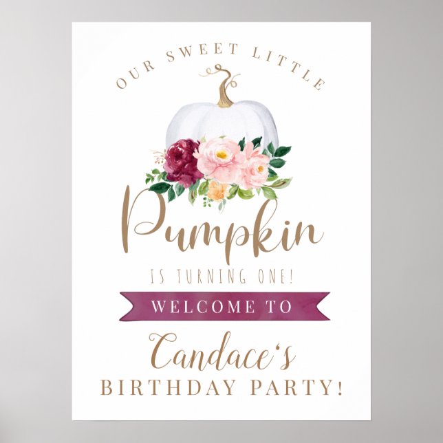 Ett sött litet pumpkin Birthday-tecken Poster (Framsidan)