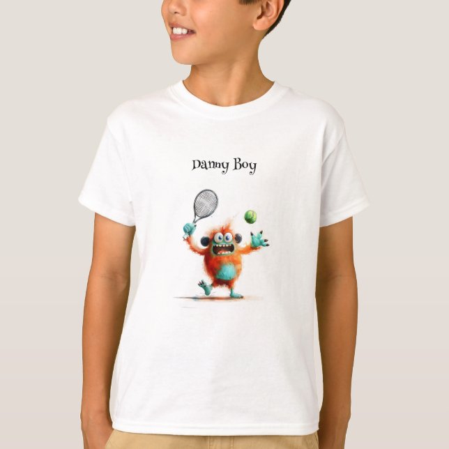 Ett sött monster som spelar tennis t shirt (Framsida)