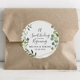 Ett sött slut på en ny början Guld Bröllop Runt Klistermärke