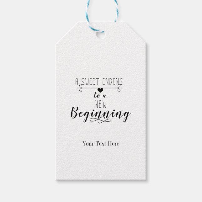 Ett sött slut på en nybörjarbröllopsförmån presentetikett (Framsidan)