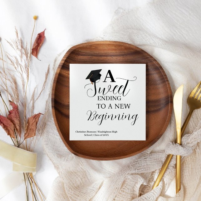 Ett sött slut till en ny början av studentfesten pappersservett (Skapare uppladdad)