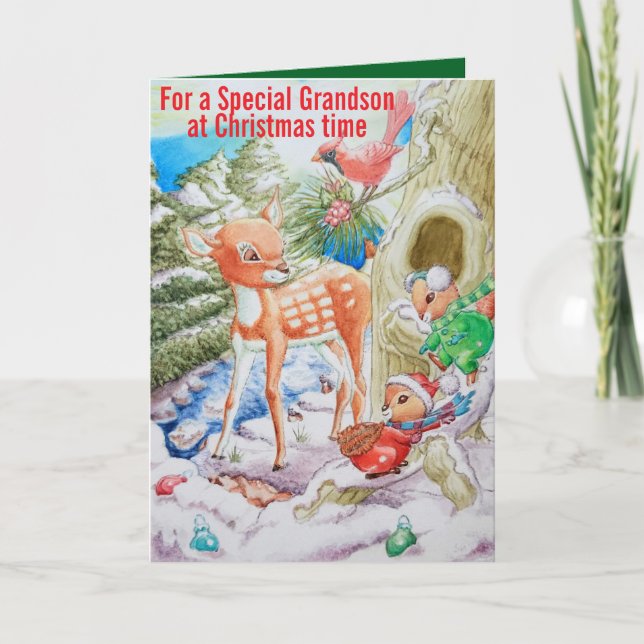 Ett speciellt julkort för barnbarn kort (Framsida)