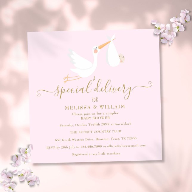 Ett speciellt leveranspar baby shower sprinkle inbjudningar (A Special Delivery Couples Baby Shower Sprinkle Invitation)
