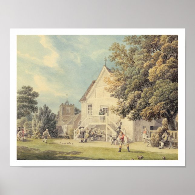 Ett spel av Bowls på Bowling-Grönten utanför B Poster (Framsidan)