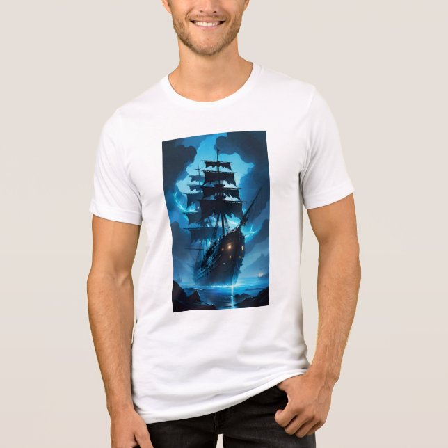 ett spökskepp, ett piratskepp, ett dimfartyg, den  t shirt (Framsida)