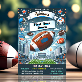 Ett sportbarn pojkar biljett Fotboll 1:a födelseda Inbjudningar