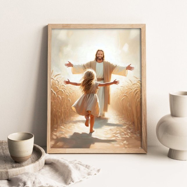 Ett språng i tron, kristen konst, Jesus och flicka Poster (Skapare uppladdad)