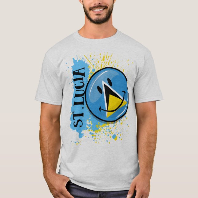 Ett stänk av St Lucia som ler flagga T Shirt (Framsida)