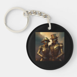 Ett Steampunk-robotiskt par i Kärlek