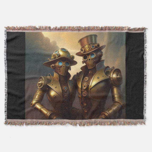 Ett Steampunk-robotiskt par i Kärlek Filt (Framsidan)