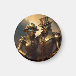 Ett Steampunk-robotiskt par i Kärlek Magnet