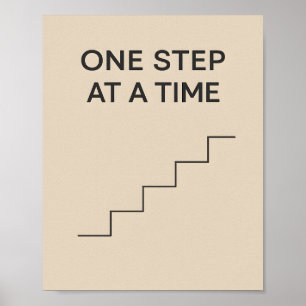 Ett steg i taget – minimalistisk motivation poster