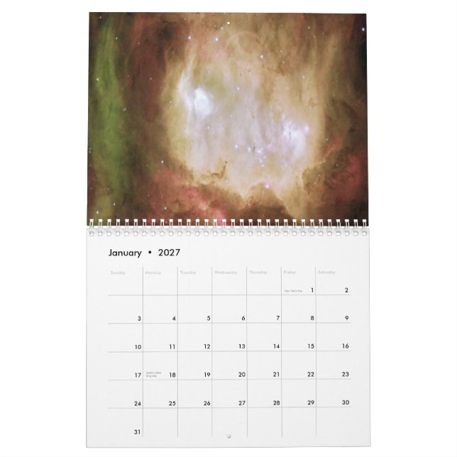 Ett stellärt djupt blanksteg kalender (Jan 2027)