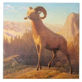 Ett stenigt bergfår av A. Bierstadt Kakelplatta