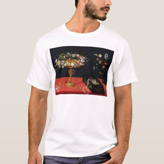 Ett stilleben av en Tazza med blommor Tee Shirt (Framsida)