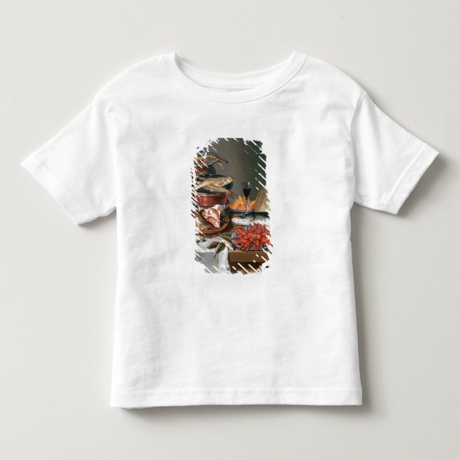 Ett stilleben av hummer för en fisk, forell- och tee shirt (Framsida)