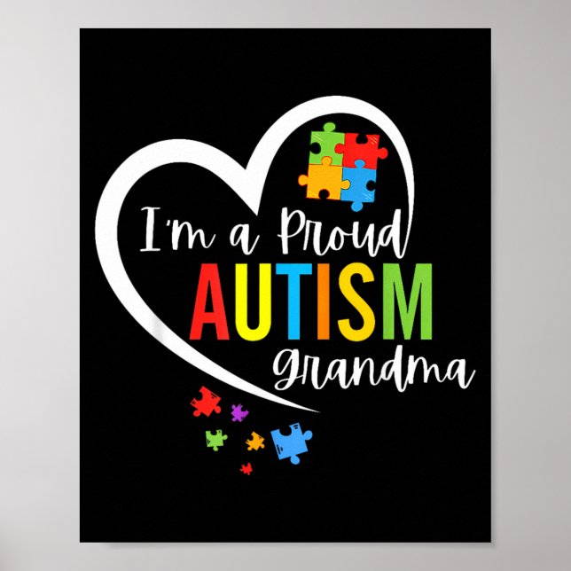 Ett stolt mormor kärlekshjärta Autism medvetenhet  Poster (Framsidan)