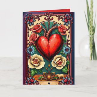 Ett stort hjärta-mappat anteckningskort