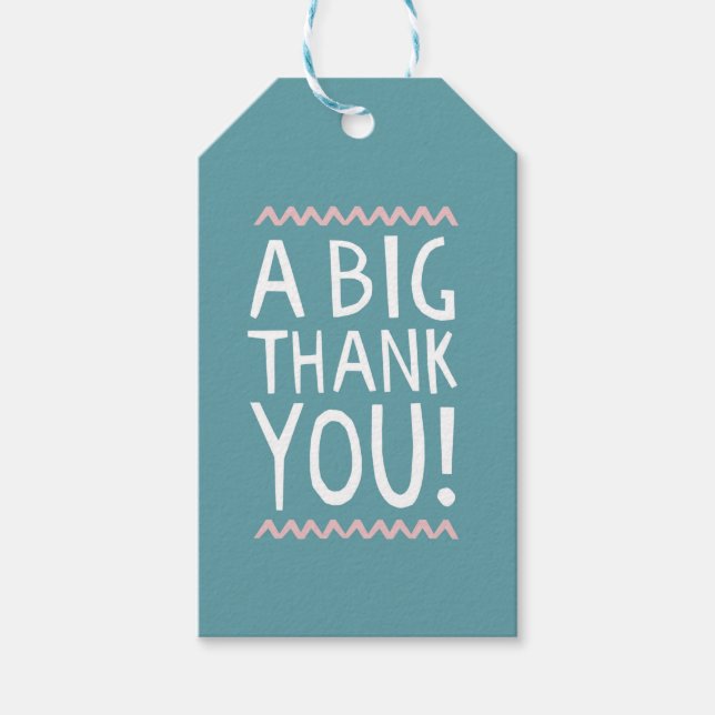 Ett stort tack för trendigets typografiska märkre presentetikett (Framsidan)