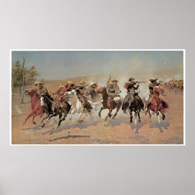 Ett streck för Timber, 1889 Frederic Remington Poster (Framsidan)