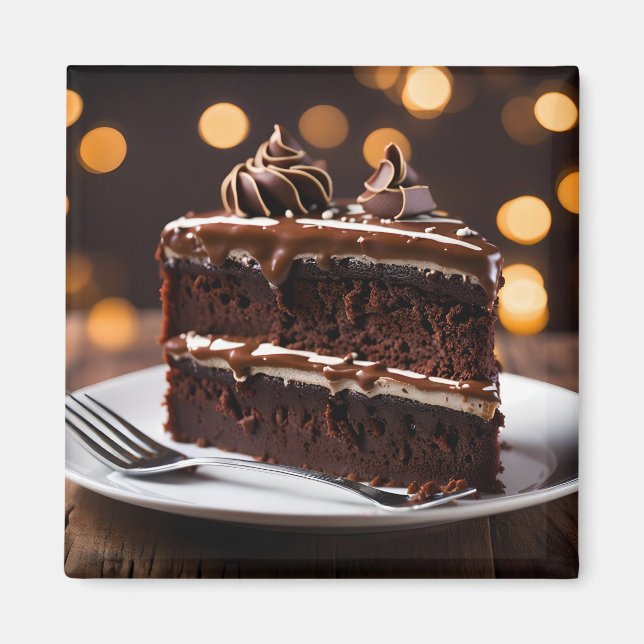 Ett stycke chokladtårta magnet (Framsidan)